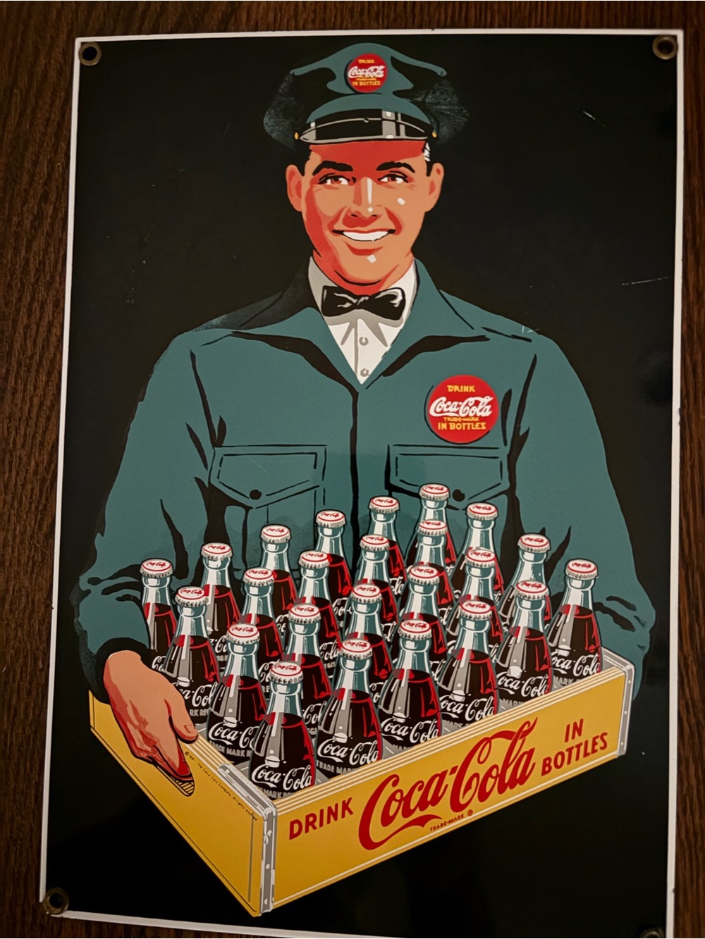 Coca-Cola Reproduction Sign By Ande Rooney Vintage Porcelain Enamel 8.5” X 12”